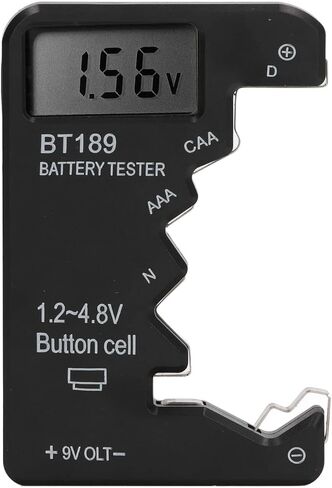Battery Tester Checker, Universal Battery Tester Battery Checker Battery Capacity Tester Digital Display Battery Meter Small Batteries Button Cell Analyzer for AA AAA 6F22 9V 1.5V (Black) in Saudi Arabia