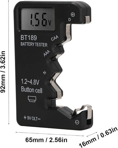 Battery Tester Checker, Universal Battery Tester Battery Checker Battery Capacity Tester Digital Display Battery Meter Small Batteries Button Cell Analyzer for AA AAA 6F22 9V 1.5V (Black) in Saudi Arabia