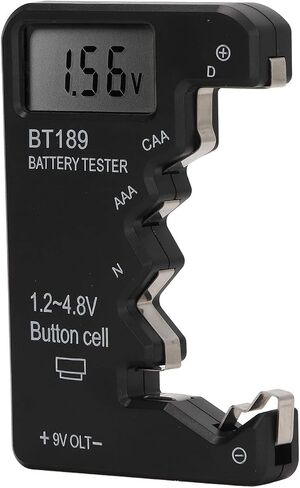 Battery Tester Checker, Universal Battery Tester Battery Checker Battery Capacity Tester Digital Display Battery Meter Small Batteries Button Cell Analyzer for AA AAA 6F22 9V 1.5V (Black) in Saudi Arabia