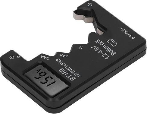 Battery Tester Checker, Universal Battery Tester Battery Checker Battery Capacity Tester Digital Display Battery Meter Small Batteries Button Cell Analyzer for AA AAA 6F22 9V 1.5V (Black) in Saudi Arabia