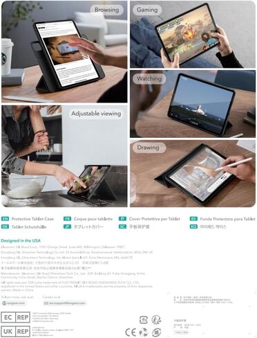 ESR for iPad Pro 12.9 Inch Case (2022/2021), iPad Pro 12.9 Case 6th/5th Generation with Pencil Holder, Detachable Magnetic Cover, Vertical Stand, Auto Wake/Sleep, Rebound 360 Series, Black in Saudi Arabia
