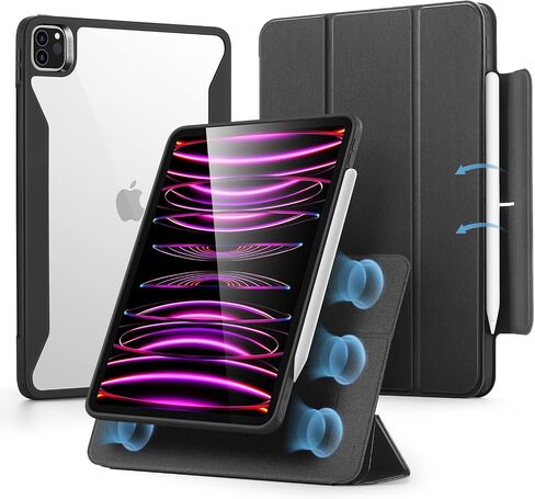 ESR for iPad Pro 12.9 Inch Case (2022/2021), iPad Pro 12.9 Case 6th/5th Generation with Pencil Holder, Detachable Magnetic Cover, Vertical Stand, Auto Wake/Sleep, Rebound 360 Series, Black in Saudi Arabia