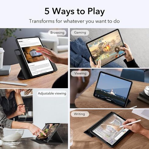 ESR for iPad Pro 12.9 Inch Case (2022/2021), iPad Pro 12.9 Case 6th/5th Generation with Pencil Holder, Detachable Magnetic Cover, Vertical Stand, Auto Wake/Sleep, Rebound 360 Series, Black in Saudi Arabia