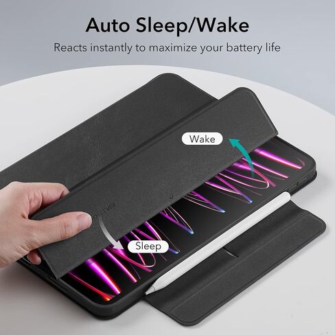 ESR for iPad Pro 12.9 Inch Case (2022/2021), iPad Pro 12.9 Case 6th/5th Generation with Pencil Holder, Detachable Magnetic Cover, Vertical Stand, Auto Wake/Sleep, Rebound 360 Series, Black in Saudi Arabia
