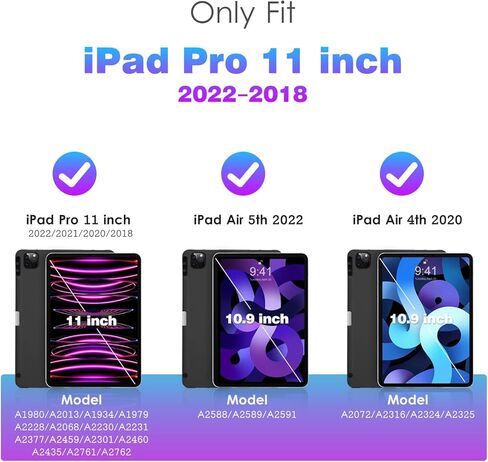 حافظة DTTOCASE iPad Pro مقاس 11 بوصة، غطاء ذكي ناعم مع حامل أقلام لجهاز iPad Pro مقاس 11 بوصة الجيل الرابع/الثالث/الثاني/الأول (إصدار 2022/2021/2020/2018)، النوم/الاستيقاظ التلقائي، لافندر in Kuwait