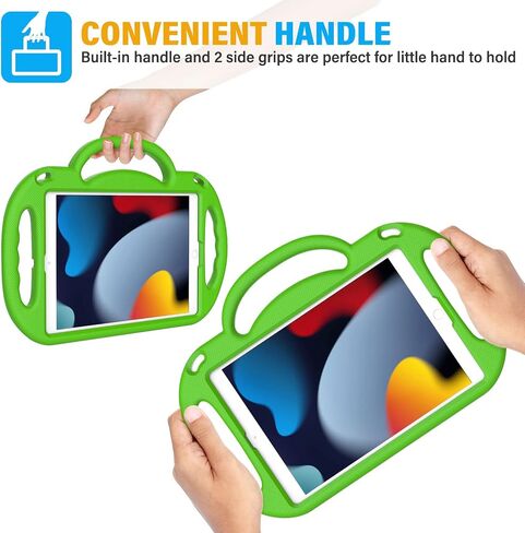 حافظة SUPLIK للأطفال لجهاز iPad الجيل 9/8/7 (10.2 بوصة، 2021/2020/2019)، حافظة حماية لجهاز iPad 10.2 بوصة مع حامل بمقبض حزام الكتف لجهاز Apple iPad 7/8/9، أزرق in Kuwait