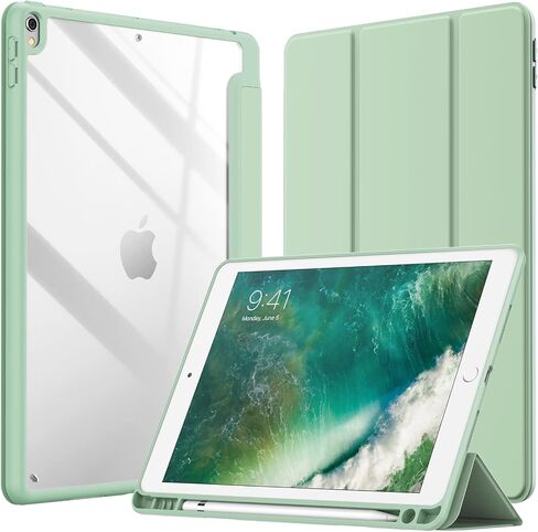 حافظة JETech لجهاز iPad Pro 10.5 بوصة وiPad Air 3 (10.5 بوصة 2019، الجيل الثالث) مع حامل قلم رصاص، غطاء خلفي شفاف شفاف وغطاء نحيف مضاد للصدمات (أسود) in Kuwait