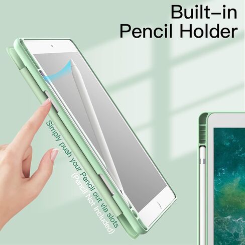 حافظة JETech لجهاز iPad Pro 10.5 بوصة وiPad Air 3 (10.5 بوصة 2019، الجيل الثالث) مع حامل قلم رصاص، غطاء خلفي شفاف شفاف وغطاء نحيف مضاد للصدمات (أسود) in Kuwait
