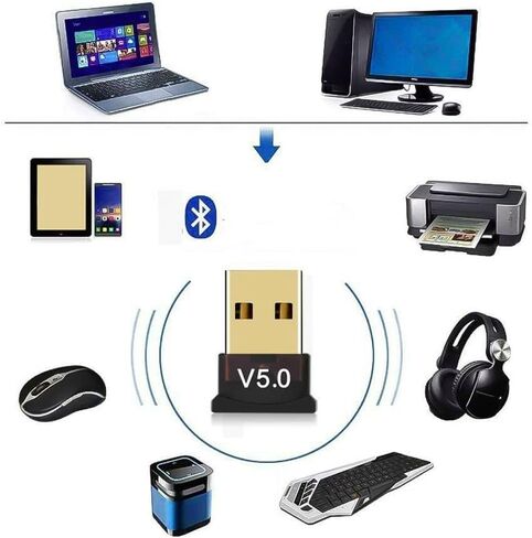 بلوتوث 5.0 USB دونجل، محول بلوتوث للكمبيوتر المكتبي والكمبيوتر المحمول، نقل لاسلكي لسماعات الرأس بلوتوث ومكبرات الصوت ولوحة المفاتيح والماوس والطابعات والموسيقى والمكالمات، ويندوز 11/10/8.1/8 in Kuwait