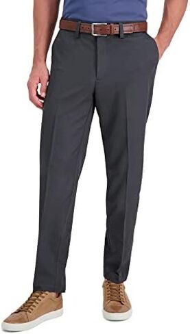 بنطلون Haggar رجالي رائع 18 Pro مقاس نحيف مسطح من الأمام Superflex Belt in Kuwait