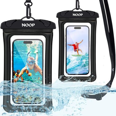 حافظة مضادة للماء من نوب، حافظة جوال عالمية مقاومة للماء متوافقة مع ايفون 14 برو ماكس/13/12/11، جالكسي الترا اس 23 22، جوجل حتى 7.5 انش، شنطة جافة اساسيات العطلات - عبوة من قطعتين (اسود بي + اسود بي) in Kuwait