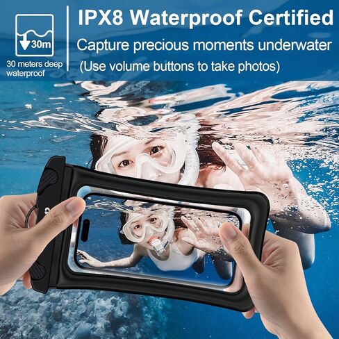 حافظة مضادة للماء من نوب، حافظة جوال عالمية مقاومة للماء متوافقة مع ايفون 14 برو ماكس/13/12/11، جالكسي الترا اس 23 22، جوجل حتى 7.5 انش، شنطة جافة اساسيات العطلات - عبوة من قطعتين (اسود بي + اسود بي) in Kuwait