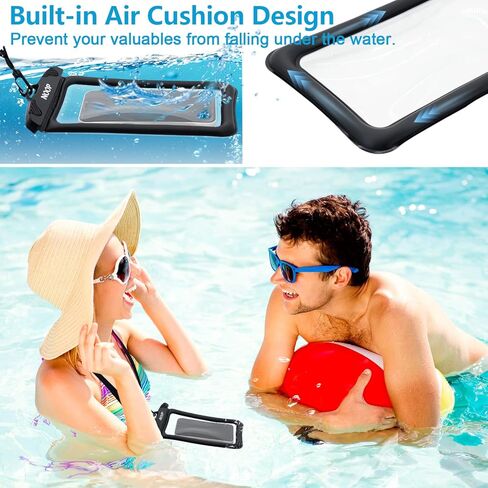 حافظة مضادة للماء من نوب، حافظة جوال عالمية مقاومة للماء متوافقة مع ايفون 14 برو ماكس/13/12/11، جالكسي الترا اس 23 22، جوجل حتى 7.5 انش، شنطة جافة اساسيات العطلات - عبوة من قطعتين (اسود بي + اسود بي) in Kuwait