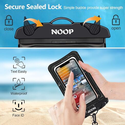 حافظة مضادة للماء من نوب، حافظة جوال عالمية مقاومة للماء متوافقة مع ايفون 14 برو ماكس/13/12/11، جالكسي الترا اس 23 22، جوجل حتى 7.5 انش، شنطة جافة اساسيات العطلات - عبوة من قطعتين (اسود بي + اسود بي) in Kuwait