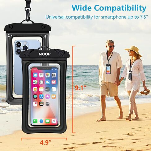 حافظة مضادة للماء من نوب، حافظة جوال عالمية مقاومة للماء متوافقة مع ايفون 14 برو ماكس/13/12/11، جالكسي الترا اس 23 22، جوجل حتى 7.5 انش، شنطة جافة اساسيات العطلات - عبوة من قطعتين (اسود بي + اسود بي) in Kuwait