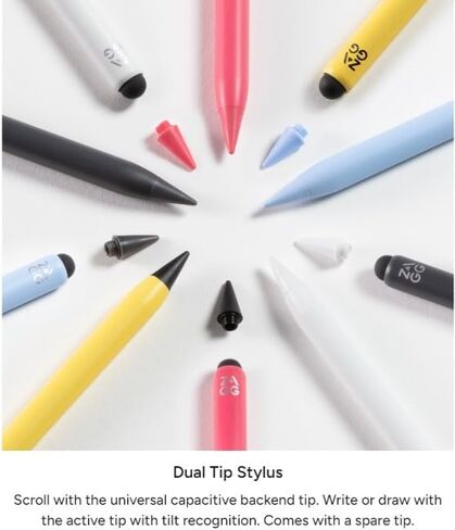 ZAGG Pro Stylus 2 - Active Dual-Tip with Capacitive Back-End, Wireless Charging, Palm Rejection, Tilt Recognition -Compatible w/iPad Pro 11/12.9 (3,4, & 5 Gen)/Air 10.9/iPad 10.2/9.7/Mini 5 & 6 - Blue in Saudi Arabia
