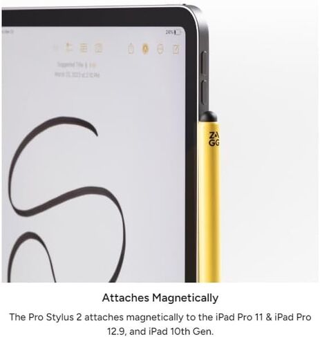 ZAGG Pro Stylus 2 - Active Dual-Tip with Capacitive Back-End, Wireless Charging, Palm Rejection, Tilt Recognition -Compatible w/iPad Pro 11/12.9 (3,4, & 5 Gen)/Air 10.9/iPad 10.2/9.7/Mini 5 & 6 - Blue in Saudi Arabia