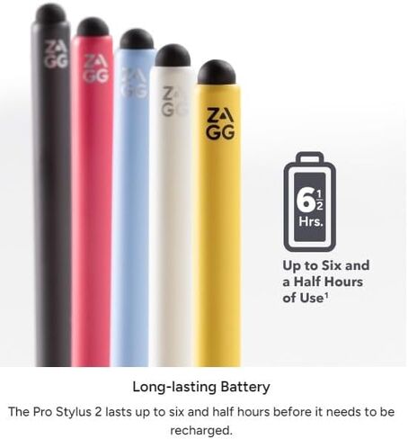 ZAGG Pro Stylus 2 - Active Dual-Tip with Capacitive Back-End, Wireless Charging, Palm Rejection, Tilt Recognition -Compatible w/iPad Pro 11/12.9 (3,4, & 5 Gen)/Air 10.9/iPad 10.2/9.7/Mini 5 & 6 - Blue in Saudi Arabia