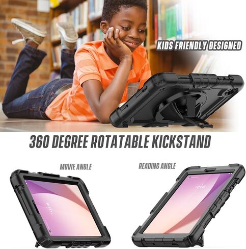 Herize Case for Lenovo Tab M8 4th Gen 2023 Released with Screen Protector | Lenovo M8 Case TB-300FU/TB-300XU with Pen Holder | Full Body Shockproof Rubber Protective Cover W/Stand Shoulder Strap in Kuwait
