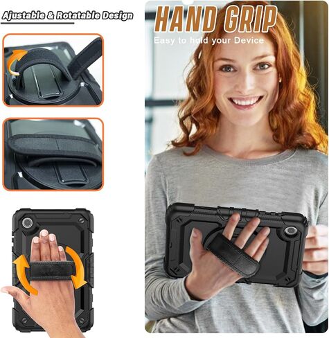 Herize Case for Lenovo Tab M8 4th Gen 2023 Released with Screen Protector | Lenovo M8 Case TB-300FU/TB-300XU with Pen Holder | Full Body Shockproof Rubber Protective Cover W/Stand Shoulder Strap in Kuwait