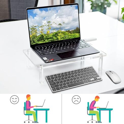 حامل شاشة أكريليك AQUIVER - منصة شفافة بسمك 10 مم - 14.5 بوصة (طول) × 9 بوصة (عرض) × 3.4 بوصة (ارتفاع) حامل سطح مكتب مريح - لأجهزة الكمبيوتر المحمول، وأجهزة الكمبيوتر الشخصية، والكمبيوتر المحمول، والطابعة، والكمبيوتر، وتلفزيون LCD بشاشة مسطحة in Kuwait