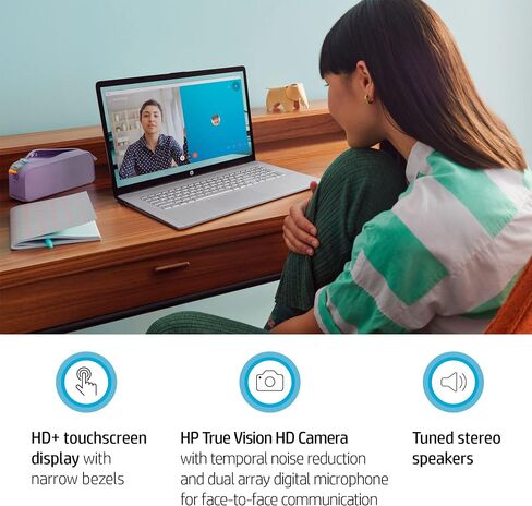 HP 2023 Newest 17t Laptop, 17.3'' HD+ Touchscreen, Intel Core i7-1255U Processor, 16GB DDR4 RAM, 2TB PCIe SSD, Backlit Keyboard, HDMI, Windows 11 Home, Silver in Saudi Arabia