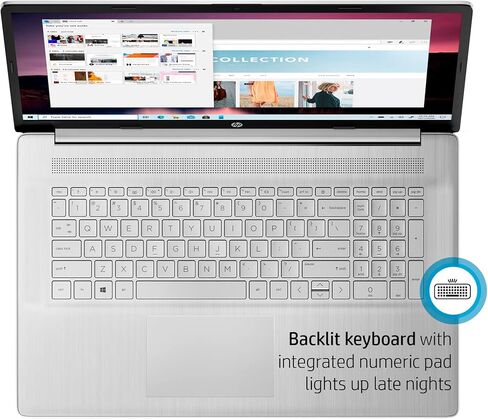 HP 2023 Newest 17t Laptop, 17.3'' HD+ Touchscreen, Intel Core i7-1255U Processor, 16GB DDR4 RAM, 2TB PCIe SSD, Backlit Keyboard, HDMI, Windows 11 Home, Silver in Saudi Arabia