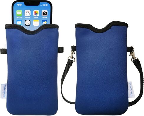 Tainada Neoprene Neck Phone Holder Pouch Case w/Crossbody Strap (Black) | For Men/Women; lightweight neoprene pouch; Compatible with iPhone 17/16 Pro Max, 16e, 16/15 Plus; Samsung S26/S25, A57/A56 in Kuwait
