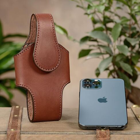 حافظة جلدية عمودية للخلايا مع إغلاق مغناطيسي، بني، مقاس X-Large in Kuwait