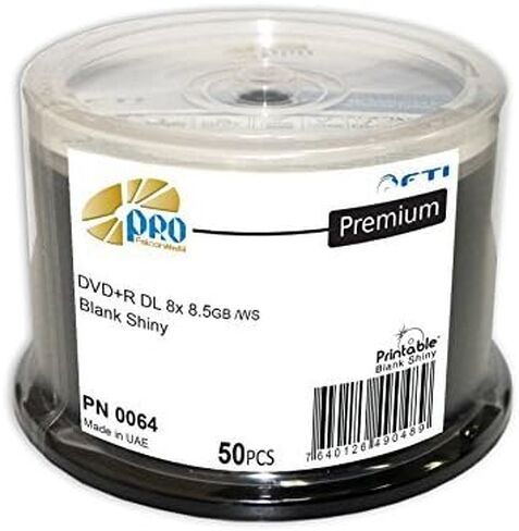 أقراص DVD+R Falcon ذات طبقة مزدوجة عالية الدقة - DVD+R Falcon لون فضي لامع 8x 8. 5GB 50 قرص in Saudi Arabia