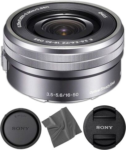 سوني اي بي زد 16-50 ملم او اس اس: (SELP1650) سوني E PZ 16-50 ملم f/3.5-5.6 OSS (فضي) + مجموعة حزمة ايه او ام Pro للمبتدئين - نسخة عالمية (ضمان ايه او ام لمدة عام) in Kuwait