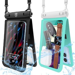 Tekcoo Double Space Detachable Waterproof Phone Case [2-Pack] IPX8 Pouch Lanyard Dry Bag for iPhone 15/14/13/12 Pro Max/Pro/Xr/Xs/SE, Galaxy S24/S23/S22/S21/S20/Note 20/10/A14/A5/A35/A55/A23 up to 7" in Kuwait