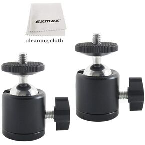 EXMAX 360 Degree Swivel Mini Tripod Ball Head with 1/4" Screw Thread Base for DSLR Camera Camcorder LED Light Tripod Monopod Bracket Compatible with HTC Vive Gopro - 2 Pack Black