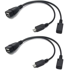2 Pack 2-in-1 Micro USB to USB Adapter OTG Power Cable Compatible with Fire Stick, Host Devices, Samsung, LG, Playstation Classic, Streaming TV Sticks in Kuwait