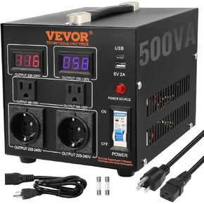 VEVOR Voltage Converter Transformer, 5000W, Heavy Duty Step Up/Down Transformer, Convert from 110 Volt to 220 Volt and from 220 Volt to 110 Volt, with US Outlet EU Outlet 5V USB Port, CE Certified in Saudi Arabia