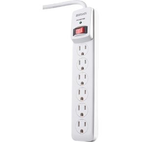 Woods 41497 Surge Protector With Safety Overload Feature 6 Outlets For 900J Of Protection, 3-Foot Cord, White in Saudi Arabia