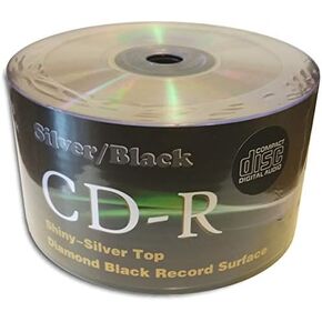 Digital-Audio Shiny-Silver/Black 80-Min CD-R's (Shiny-Silver Top, Black Bottom) 100-Pak (2 x 50-Pak)