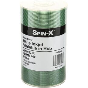 Spin-X 100 24x Mini CD-R Blank Media 22Min 193MB White Inkjet Hub in Saudi Arabia