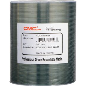 CMC Pro - Powered by TY Technology 48X White Inkjet Hub Printable CDR 80Min/700MB in 100 Pack in Saudi Arabia