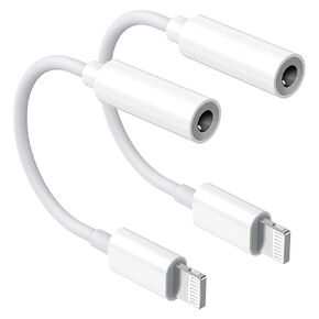 iPhone Headphone Jack Adapter, 2 Pack Lightning to 3.5 mm Earbuds Converter Aux Earphones Cable Audio Connector Cord Compatible with iPhone 12/SE/11/XR/Xs/X/8/iPad/iPod in Kuwait