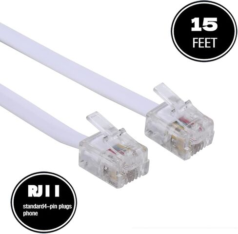 10-Feet Telephone landline Extension Cord Cable Cord with Standard (Silver 6-ft, 2Pack) in Saudi Arabia