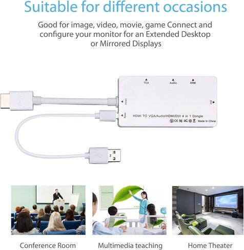 كابلديكون محول HDMI الى VGA DVI HDMI مع كابل صوت 3.5 ملم محول Micro USB لاجهزة اللابتوب HDMI والكمبيوتر والاتصال المتزامن in Kuwait