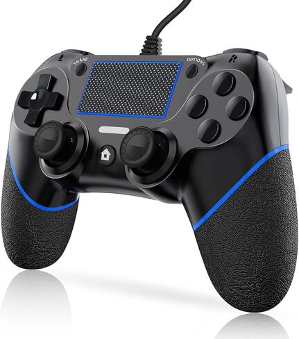 وحدة تحكم سلكية PS-4 من Cicilogic لأجهزة الكمبيوتر/Play-Station 4/Pro/Slim وWindows 10/8/7، لوحدة التحكم السلكية PS-4 مع محركات صدمة واهتزاز مزدوجة، وحدة تحكم سلكية USB احترافية PS4 in Kuwait