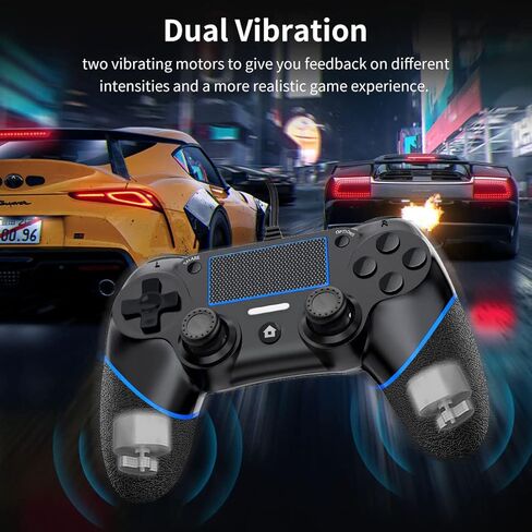 وحدة تحكم سلكية PS-4 من Cicilogic لأجهزة الكمبيوتر/Play-Station 4/Pro/Slim وWindows 10/8/7، لوحدة التحكم السلكية PS-4 مع محركات صدمة واهتزاز مزدوجة، وحدة تحكم سلكية USB احترافية PS4 in Kuwait