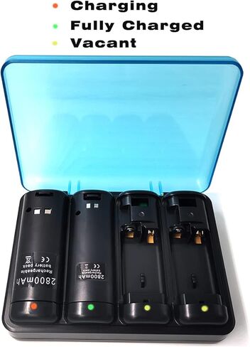 Tuboopy Battery Pack Rechargeable for Wii Remote Charging Station Wii Remote Battery Pack Charger for WII U Controller Black (4 Pcs Batteries+USB Cable+Charger Station) in Kuwait