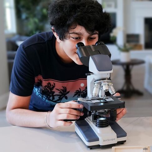 AmScope 40X-2500X LED Lab Binocular Compound Microscope with 3D-Stage with 10MP USB3 Camera in Saudi Arabia