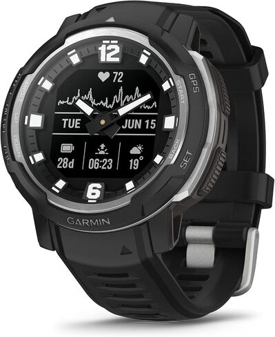 Garmin Instinct® Crossover Solar, Hybrid Smartwatch, 45mm, Graphite | Solar Charging, Thermal & Shock Resistant, Long Battery Life, Accurate Analog Timekeeping, Built-In Sports Apps in Kuwait