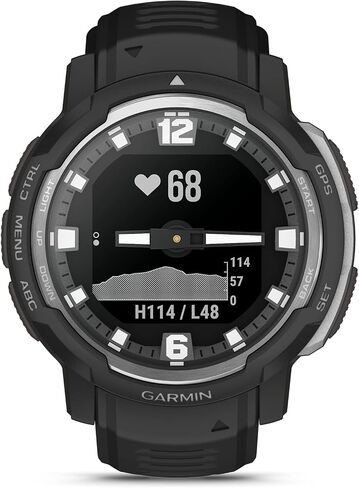 Garmin Instinct® Crossover Solar, Hybrid Smartwatch, 45mm, Graphite | Solar Charging, Thermal & Shock Resistant, Long Battery Life, Accurate Analog Timekeeping, Built-In Sports Apps in Kuwait