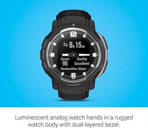 Garmin Instinct® Crossover Solar, Hybrid Smartwatch, 45mm, Graphite | Solar Charging, Thermal & Shock Resistant, Long Battery Life, Accurate Analog Timekeeping, Built-In Sports Apps in Kuwait