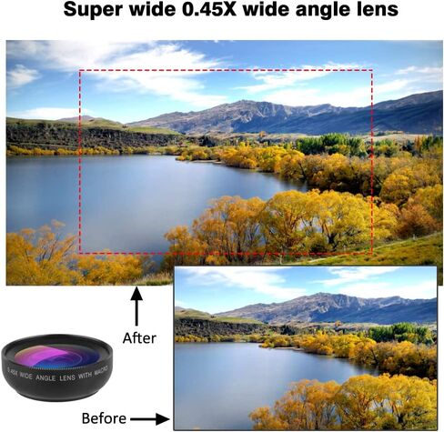 Mcoplus Cell Phone Camera Lens 2 in 1 Clip-on Lens Kit 37mm 0.45X 49UV Super Wide Angle & Macro Phone Camera Lens for iPhone and Android Smartphones Cell Phones in Saudi Arabia